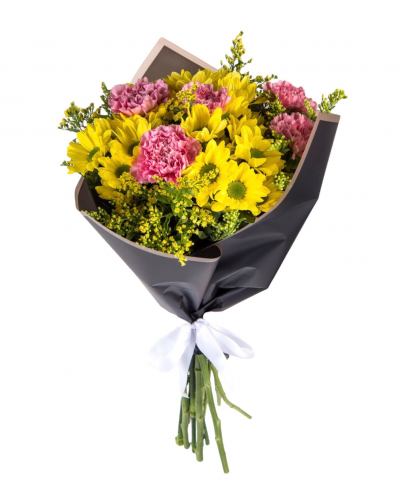 Sarı Papatya ve Pembe Karanfil Buketi