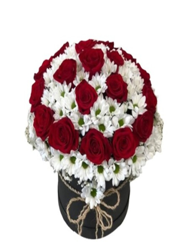 Yuvarlak Kutuda Güller ve Papatyalar