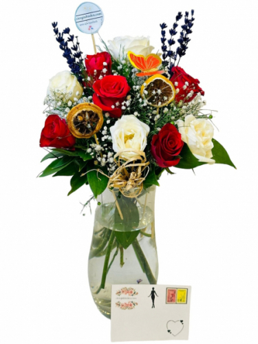 9 White and Red Rose