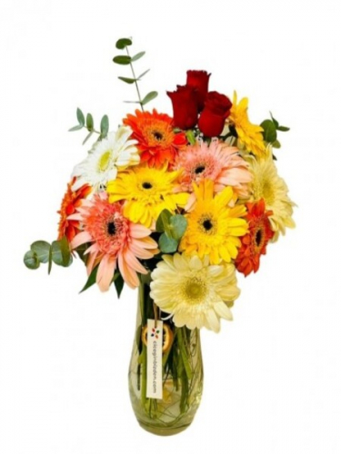 Cam Vazoda Güller ve Gerberalar