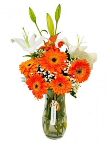 Vazoda Lilyum ve Turuncu Gerberalar