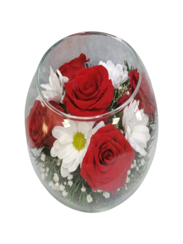 Fanusta Güller ve Papatyalar