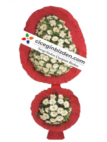 Çift Katlı Beyaz Gerbera Sepet