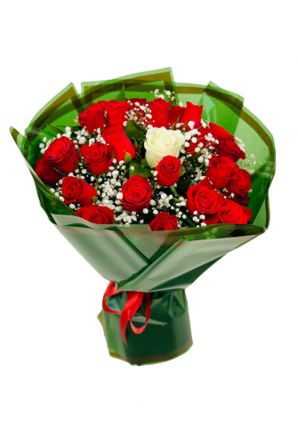 20 Kırmızı 1 Beyaz Gül Buket