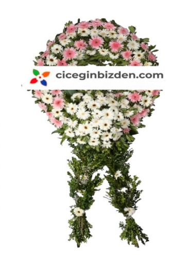 Pembe Beyaz Gerbera Cenaze Çelenk