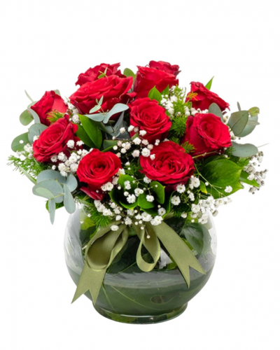 Akvaryum Vazoda 11 Vip Kırmızı Gül