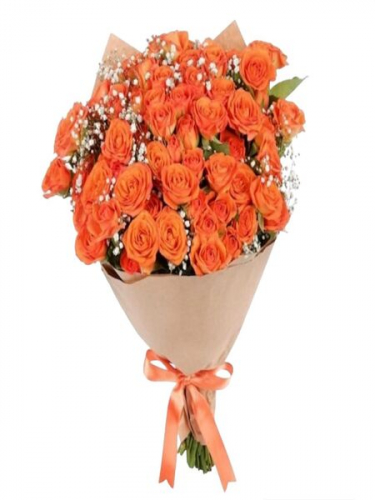 Kraft Kağıtta Turuncu Güller