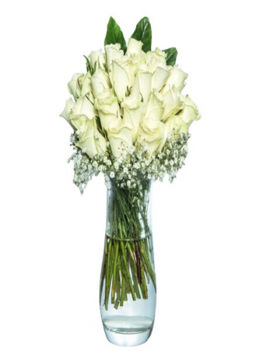 Cam Vazoda 20 Beyaz Gül