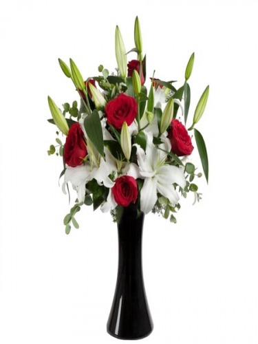 Siyah Vazoda Lilyum ve Güller