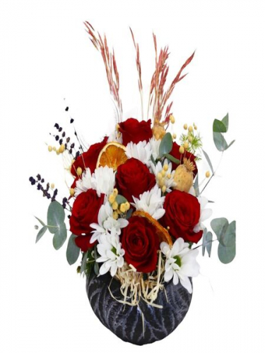 Dekor Saksıda Güller ve Papatyalar