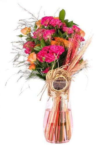 Vazoda Turuncu Pembe Güller
