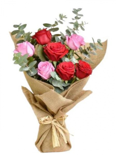 Kırmızı Lila Gül Buketi