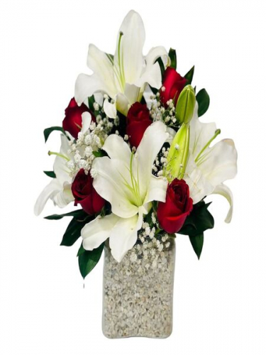 Kare Camda Lilyum ve Güller