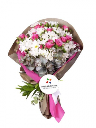 Papatya ve Pembe Gül Buketi